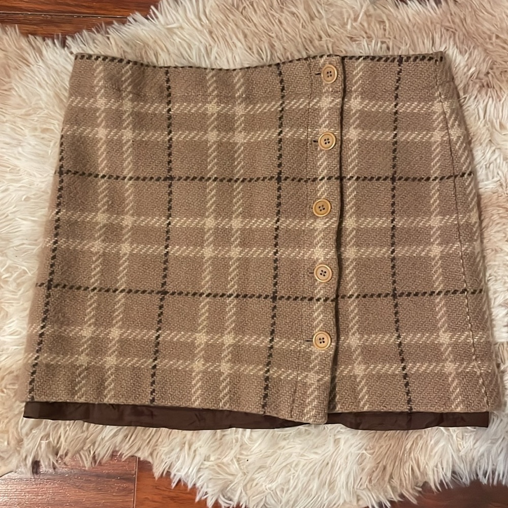 J. Crew Plaid Wool Mini Skirt
